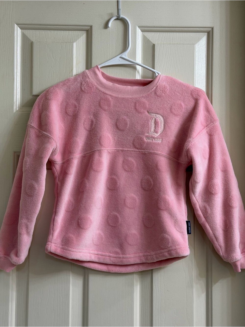 Disney Pink Plush Sweater with Silver Embroidered Logo